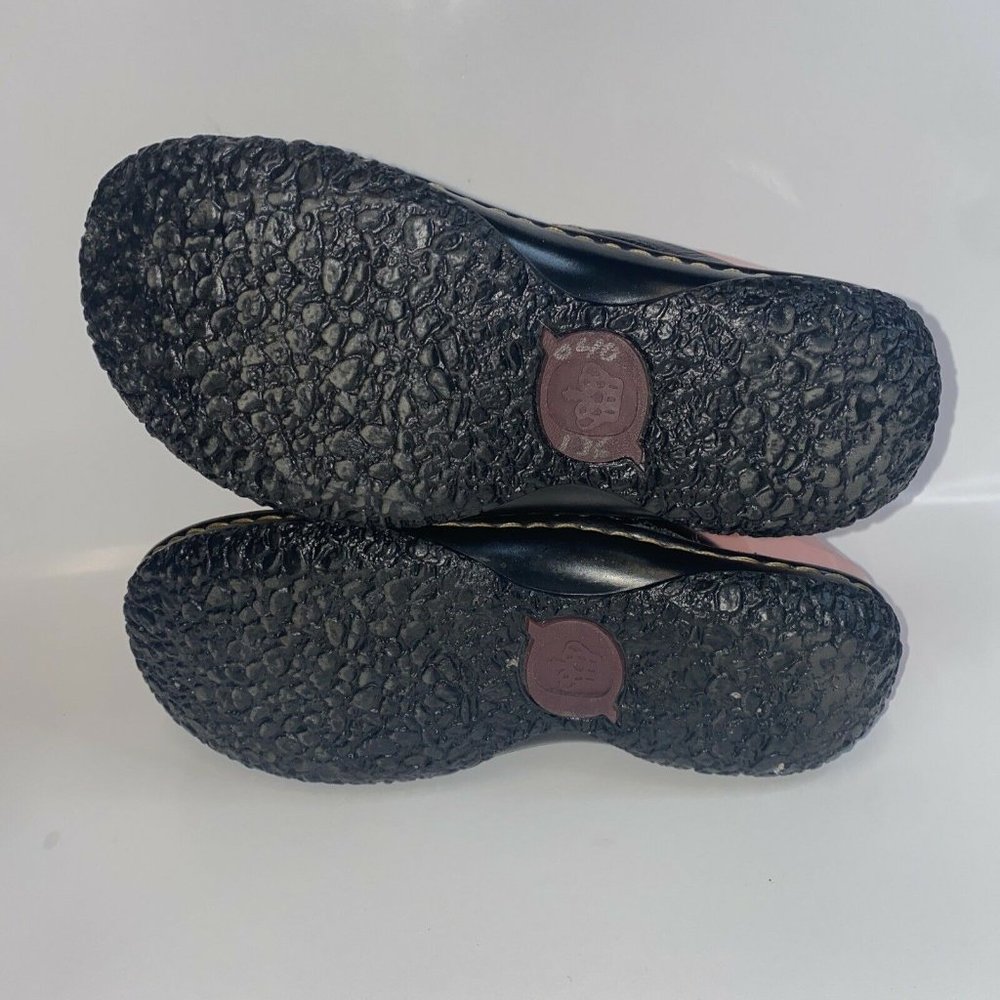 Womens Born Black Leather Slides Clogs Size 6M Contrast Trim Side Buckle W31617 - Picture 9 of 11